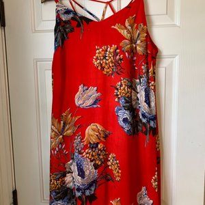 Red summer braless dress